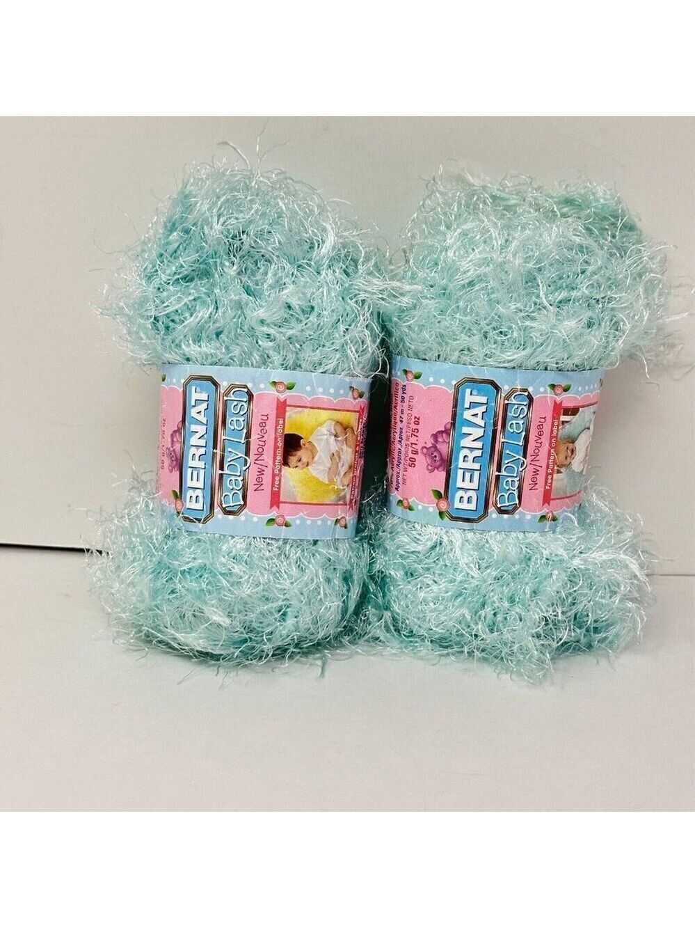Bernat Baby Lash Yarn Lot 2 50 Grams 1.75 oz Gentle Green Blue 161067 Soft